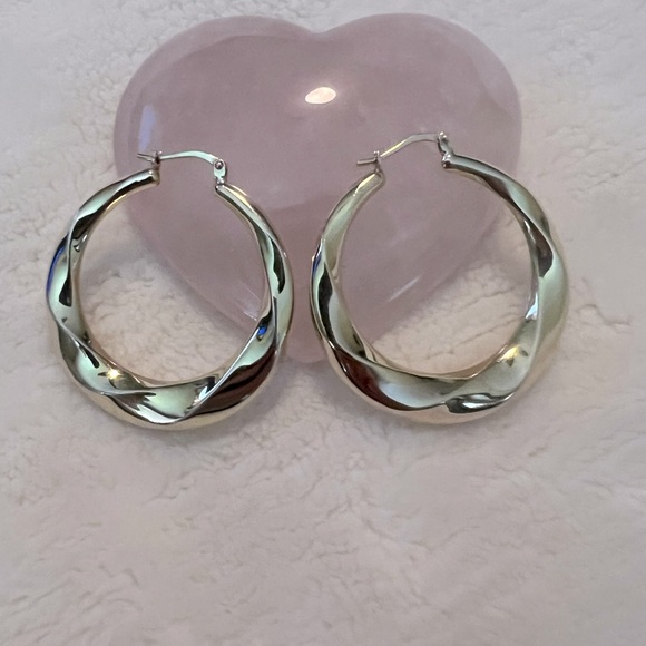 Vintage Mom Jordon .925 Gold Vermeil Hoops - Picture 2 of 8